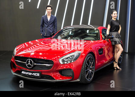 Mercedes, 2. April 2015: Mercedes-AMG GT wird angezeigt, während eine Pressevorschau auf der Seoul Motor Show in Goyang, nördlich von Seoul, Südkorea.  (Foto: Lee Jae-Won/AFLO) (SÜDKOREA) Stockfoto