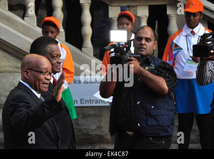 Präsident Jacob Zuma, Präsident von Südafrika und Max Vuyesile Sisulu, Sprecher der National Assembly of South Africa bei der Eröffnung des Parlaments, Kapstadt, 14.02.2013 Stockfoto