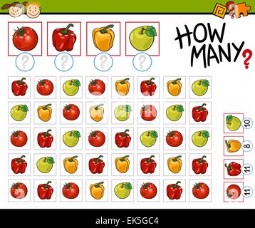 Cartoon-Illustration der Bildung zählen Spiel für Kinder im Vorschulalter Stock Vektor