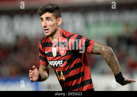 Sydney, Australien. 7. April 2015. AFC Championsleague. Western Sydney Wanderers vs. FC Seoul. Wanderer nach vorne Kerem Bulut. Das Spiel endete mit einem 1: 1-Unentschieden. Bildnachweis: Aktion Plus Sport/Alamy Live-Nachrichten Stockfoto
