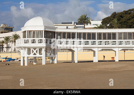 Alte Health Resort in La Caleta Strand. (Balneario de Nuestra Señora de La Palma y el Real, Cádiz) Stockfoto