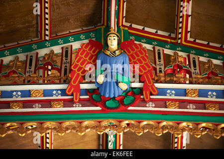 15. Jahrhundert gotische Holz gemalte Engel Dach, restauriert im Jahre 1963 von der Kirche von St. Cuthbert, Wells, Somerset, England Stockfoto