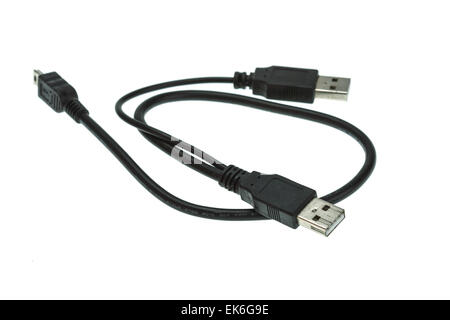 USB-Kabel isoliert auf weißem Hintergrund Stockfoto