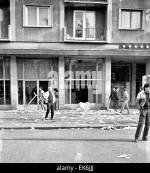 Anti-ungarische Volksgruppe ethnischen Pogrom Nachmahd, 19. / 20. März 1990, Tirgu Mures / Tirgu, Siebenbürgen, Rumänien Stockfoto