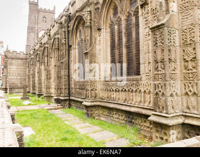 Die Pfarrei Kirche von Launceston in Cornwall ist St. Mary Magdalene. Die Stockfoto