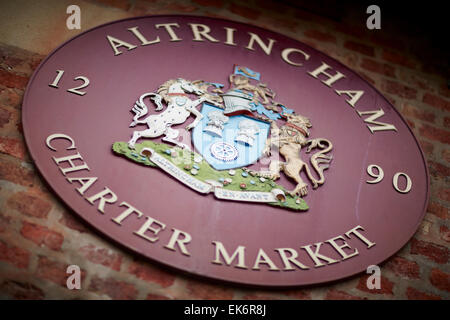 Altrincham, Cheshire UK 1290 Chartermarkt Zeichen Stockfoto