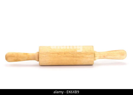 Hölzernen Nudelholz isoliert auf weißem Hintergrund Stockfoto