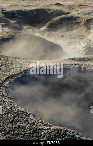 Ein Schlamm-Topf sprudelt in der Nähe von Mývatn in Nordisland Stockfoto