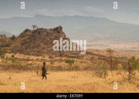 Landschaft in der Nähe von Kapedo Dorf, Kaabong District - Karamoja, Uganda, Ostafrika Stockfoto