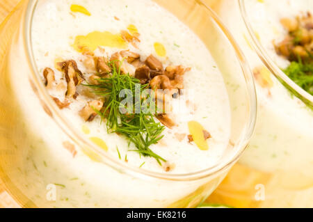 Tarator - traditionelle bulgarische kalter Sommer Suppe Stockfoto