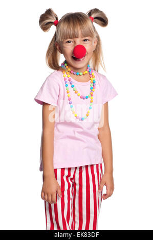 Kleines Mädchen mit der Clownsnase Stockfoto