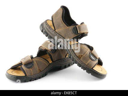 Braun Mannes Schuhe Sandalen mit Klettverschluss Stockfoto