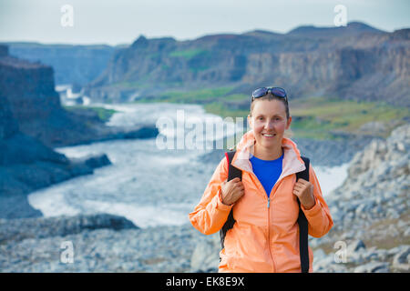 Frau Wanderer, Island Stockfoto