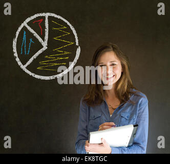 Kreisdiagramm Geschäftsfrau Stockfoto