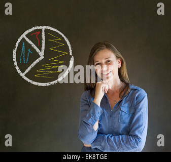 Kreisdiagramm Geschäftsfrau Stockfoto