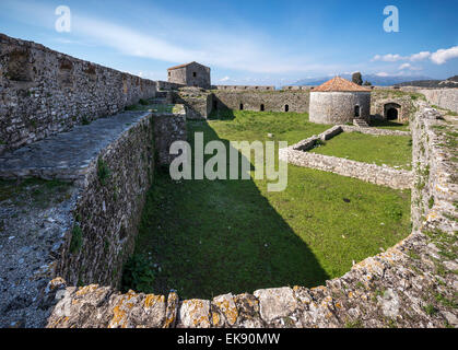 Innenraum der dreieckige Festung bei Butrint in Südalbanien. Stockfoto