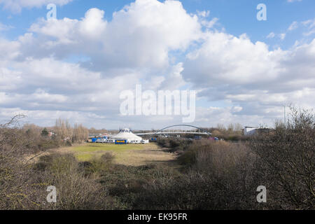 Touring Fantasia Zirkus besucht Milton Dorf Stockfoto