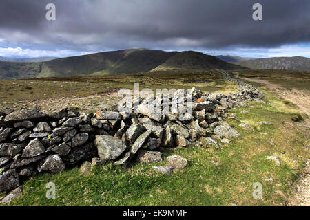 Landschaft-Blick auf den Gipfel Grat hoch Hecht fiel, Fairfield Hufeisen Fells, Nationalpark Lake District, Cumbria County Stockfoto