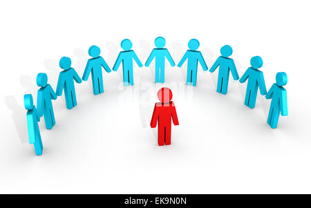 Führer und menschliche Figuren um ihn herum Stockfoto