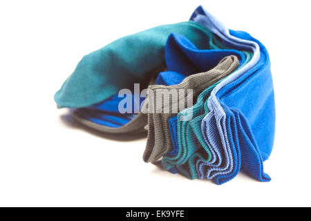 Mehrfarbige Socken gemacht â € â € "aus Baumwolle isoliert auf weißem Stockfoto