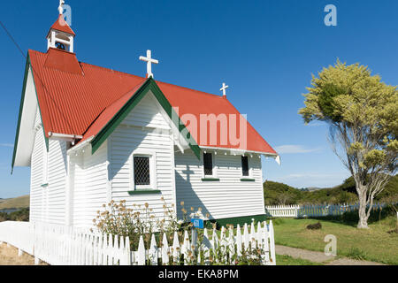 Str. Marys Anglican Church, Waikawa im Bereich Catlins von Otago, Neuseeland. Stockfoto