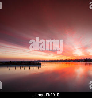 Sonnenuntergang in der Bucht von Keszthely, Plattensee Stockfoto