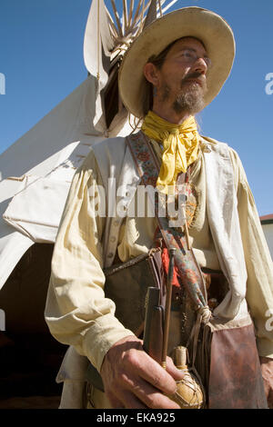 Eine kostümierte Dolmetscherin bei der jährlichen Fort Stanton Live! Feier, NM, USA Stockfoto