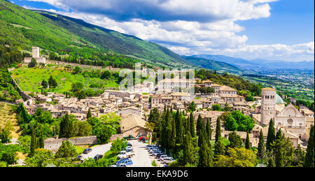 Blick auf die mittelalterliche religiöse Assisi, Umbrien, Italien Stockfoto