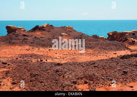 Pindan rote Felsen am Gantheaume Point Broome, Western Australia. Stockfoto