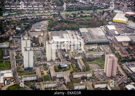 Luftaufnahme von London in der Nähe von Flughafen Heathrow, England Stockfoto