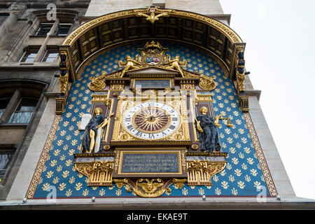 Reich verzierte Uhr auf das Palais de Justice in Paris, Frankreich-Europa-EU Stockfoto