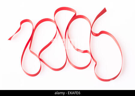 Verdrehte rotes Seidenband in form Stockfoto