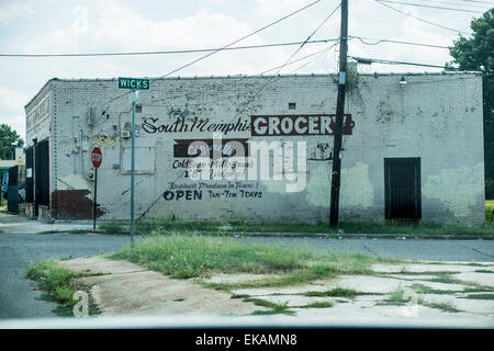 Memphis Tennessee, Streetart und Graffiti, Lebensmittelgeschäft Anzeige Stockfoto