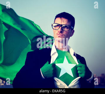 Starke Superhelden Geschäftsmann Sterne Konzepte Stockfoto