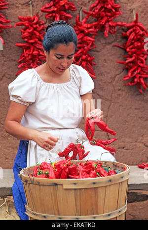 Unter den vielen Demonstrationen auf dem Herbst-Festival am El Rancho de Las Golondrinas historische Museum in der Nähe von Santa Fe ist die Stockfoto