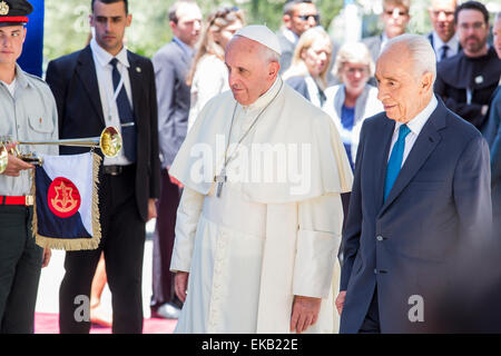 Papst Francis und Präsident Shimon Peres bei der päpstlichen Besuch in Israel 26. Mai 2014 Stockfoto