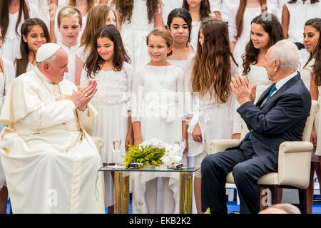 Papst Francis und Präsident Shimon Peres bei der päpstlichen Besuch in Israel 26. Mai 2014 Stockfoto