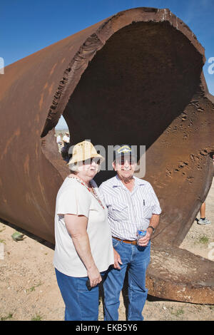 Die Trinity-Testgelände, wo die erste Atombombe, am 16. Juli 1945 explodiert war, ist am ersten Samstag öffentlich zugänglich Stockfoto