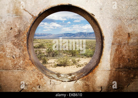 Die Trinity-Testgelände, wo die erste Atombombe am 16. Juli 1945 explodiert wurde, ist für das Publikum geöffnet am ersten Samstag ich Stockfoto