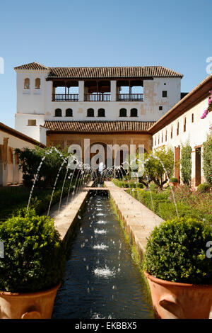 Generalife Gärten, Alhambra-Palast, UNESCO World Heritage Site, Granada, Andalusien, Spanien, Europa Stockfoto