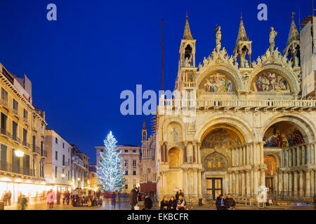 Weihnachtsbaum in St. markiert quadratisch, San Marco, Venedig, UNESCO World Heritage Site, Veneto, Italien, Europa Stockfoto