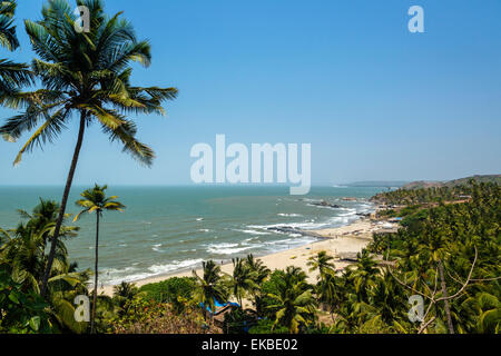 Blick über Vagator Beach, Goa, Indien, Asien Stockfoto