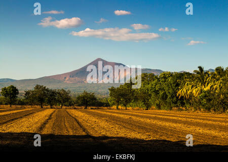 Feldern nördlich von Leon und Volcan Telica, in der Nord-West Vulkankette, Leon, Nicaragua Stockfoto