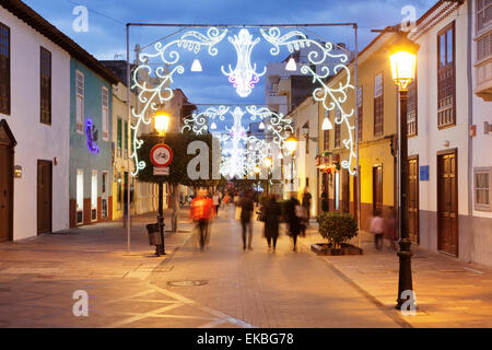 Calle Real in der Weihnachtszeit, San Sebastian, La Gomera, Kanarische Inseln, Spanien, Europa Stockfoto