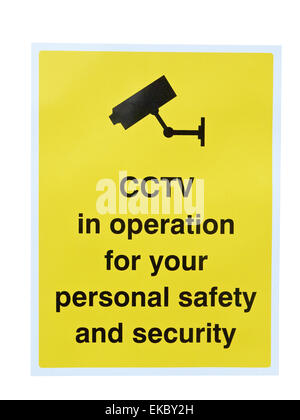 Gelbes Warnschild CCTV UK Stockfoto