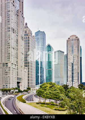 Bankenviertel, Pudong, Shanghai, China Stockfoto
