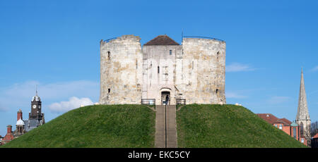 Panoramablick von Clifford's Tower, Stadt York, North Yorkshire, England, Großbritannien Stockfoto