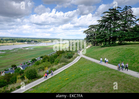 Blick auf Fluss Loire von Chaumont Burg, Chaumont-Sur-Loire, Frankreich Stockfoto