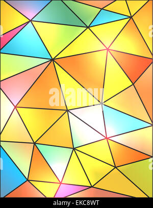 Einen bunten Hintergrund Illustration der abstrakten Dreiecke in blau, rosa, Orange, gelb, Türkis, lila, grün und rot. Stockfoto