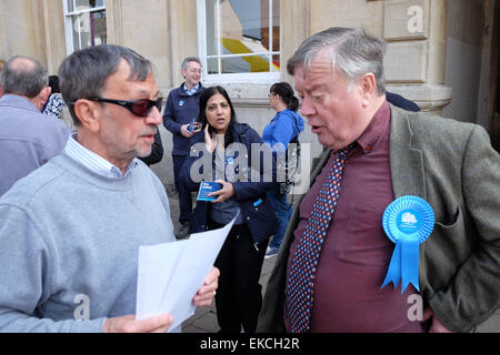 Kenneth Clarke werbend in Loughborough während der BRITISCHEN allgemeinen Wahl 2015 Stockfoto